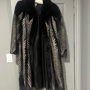 Elegant Black and White Fur Coat